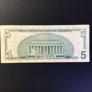 World Paper Money UNITED STATES OF AMERICA 5 Dollars【1999】の画像2
