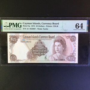 World Banknote Grading CAYMAN ISLANDS《Currency Board》25 Dollars【1974】『PMG Grading Choice Uncirculated 64』
