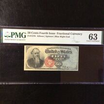 World Banknote Grading UNITED STATES《Fourth Issue》50 Cents【1863】『PMG Grading Choice Uncirculated 63』_画像1