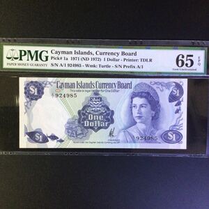 World Banknote Grading CAYMAN ISLANDS《Currency Board》1 Dollar【1971】『PMG Grading Gem Uncirculated 65 EPQ』