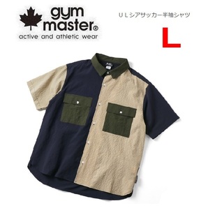 gym master ジムマスター UL シアサッカー半袖シャツ ベージュクレイジー L G333731 メンズ シャツ アウトドアの画像1