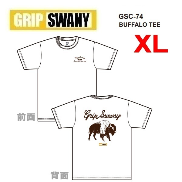 GRIP SWANY グリップスワニー バッファローＴシャツ ホワイト XL　GSC-74　メンズ　アウトドア　キャンプ