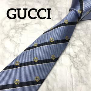 近年モデル　GUCCI グッチ ネクタイ　ストライプ　GG