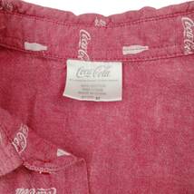 コカコーラ コカ・コーラ Coca‐Cola 公式 男性用 コットン 半袖シャツ ロゴ柄 ピンク系 Mサイズ_画像7
