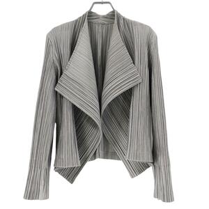 PLEATS PLEASE プリーツプリーズ イッセイミヤケ ISSEY MIYAKE カーディガン ボレロ グレー Lサイズ 大きいサイズ