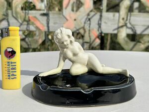 * Vintage /1950s/1960s/ pin nap girl / ceramics made ashtray /../ nude / ornament / retro antique interior *