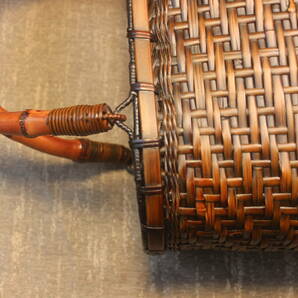 自然竹編み上げカゴバック  手作り藤バックバスケット ナチュラル買い物カゴ 収納バッグ の画像5