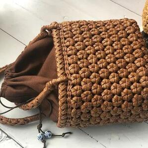 新入荷★極上質★職人手作り良品 つる編み かごバッグ 手編み 籠バッグ バスケット籐かごの画像3