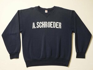 オールド◆　90s　USA製　SOFFE SHIRTS　ソフィー　スウェット　Lサイズ　トレーナー　スエット　前V　ガゼット　A.SCHROEDER　プリント