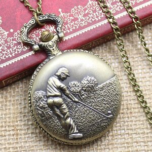 [ postage our company charge ] pocket watch Golf Golf Club men's lady's pocket watch antique style P486[ Golf * antique style ]