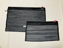 PLEATS PLEASE ISSEY MIYAKE プリーツプリーズ イッセイミヤケ ポーチ 黒×グレー 二個 中古品 日本製_画像1