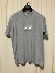 ARMANI EXCHANGE アルマーニエクスチェンジ ロゴプリント入り半袖Tシャツ グレーベース M(大きいです L~LL?) 中古品