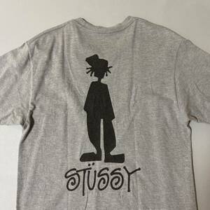 【入手困難】STUSSY ステューシー Tシャツ　シャドーマン　ロゴ　バックプリント　グレー　Mサイズ