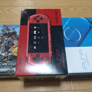 PSP レッド/ブラック PSP-3000 XRB バリューパック + PSP 3000 VB バイブラントブルー + イース スーパープライスセットの画像1