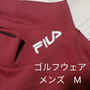 フィラ　FILA ゴルフウェア メンズ M ハイネック アンダーシャツ 長袖 赤