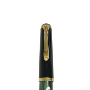【美品】PELIKAN Souveran M400 ペリカン スーベレーン 万年筆 ブラック × ゴールド 緑縞 ペン先14C 585 M 刻印 筆記用具 ドイツ製 J1216の画像5