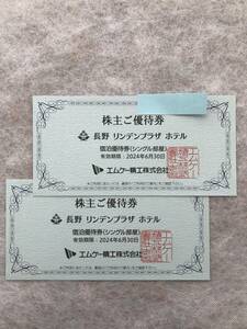 長野　リンデンプラザホテル　エムケー精工　株主優待券　２枚　送料無料