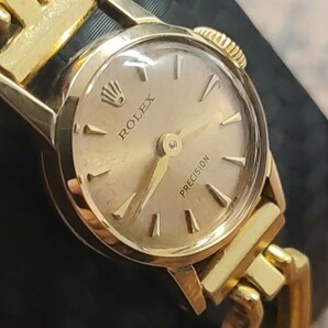 1000円スタート！18K刻印！ ROLEX Precision ロレックス プレシジョン Ref.2148 Cal.1401 アンティーク レディース腕時計 手巻き 稼働品の画像1