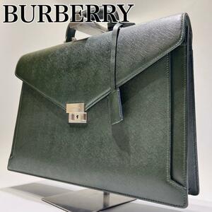  редкий прекрасный товар высококлассный Burberry Burberry портфель портфель адвокатская сумка safia-no кожа A4 возможно очарование хаки 