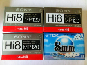  unopened 8mm videotape SONY3ps.@TDK 1 pcs 120 minute 4 pcs set 