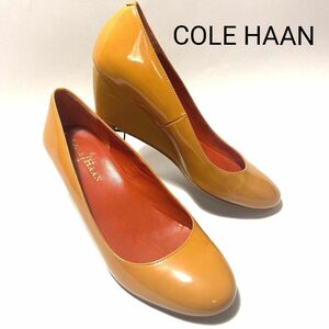 【美品】COLE HAAN コールハーン エナメル パンプス 23cm ウェッジソール ベージュパテント