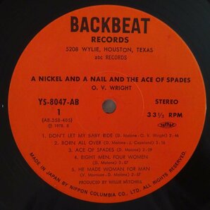 11185665;【JPN FIRST PRESS】O.V. Wright / A Nickel & A Nail & The Ace Of Spadesの画像3