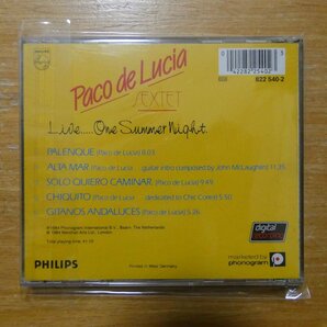 41094888;【CD/西独盤/蒸着仕様】パコ・デ・ルシア・セクステット / LIVE ...ONE SUMMER NIGHT 822540-2の画像2