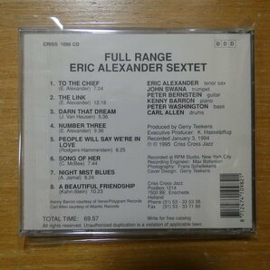 8712474109821;【CD/CRISSCROSS】ERICK ALEXANDER SEXTET / FULL RANGE CRISS-1098CDの画像2