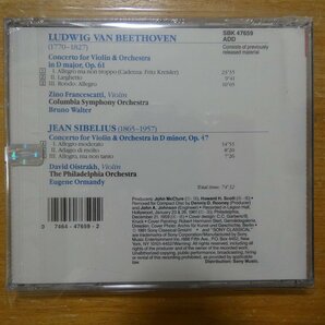 41097686;【未開封/CD】FRANCESCATTI/OISTRAKH / BEETHOVEN/SIBELIUS:VIOLIN CONCERTOS(SBK47659)の画像2