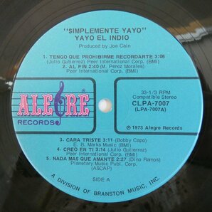 46072956;【US盤/ALEGRE/Latin】Yayo El Indio / Simplemente Yayoの画像3