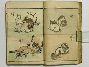 「柳川画譜」獣之部 1冊 柳川重信画｜和本 和書 古典籍 絵本 絵入本 浮世絵 読本 草双紙 絵画 芸術 動物犬猫牛馬獅子虎猿麒麟象狐羊狸兎狼