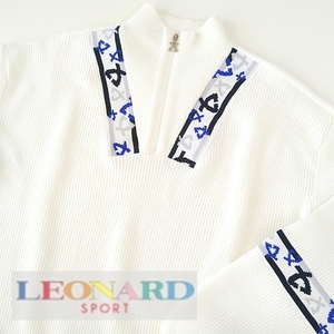 【送料無料】美品 LEONARD SPORT レオナール スポーツ トレーナー トップス 上着 カットソー ホワイト 白 サイズ40 レディース