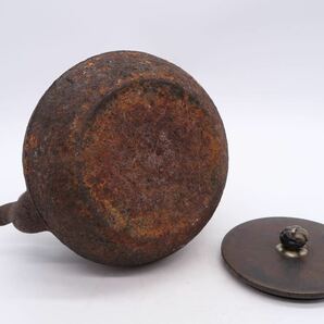 光玉堂 造 鉄瓶 銅蓋 在銘 煎茶道具 湯沸 急須 時代物 の画像7