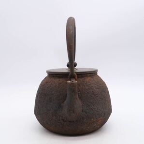 光玉堂 造 鉄瓶 銅蓋 在銘 煎茶道具 湯沸 急須 時代物 の画像4