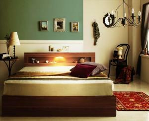 LED light * outlet attaching storage bed Ultimusurutims walnut Brown white 