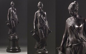 v flower v19 century Germany. sculpture house [ Koo no* phone *yuhitolitsu] work . real .... bronze sculpture beautiful person image [ water bin . to carry woman ] marble pedestal height 45cm