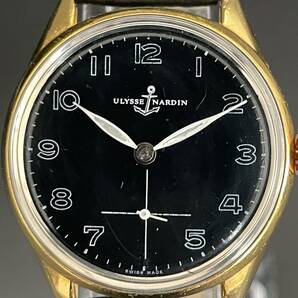 【美品】ユリスナルダン/ULYSSE NARDIN/ゴールド/手巻き/30㎜/メンズ腕時計/ヴィンテージ/1950’s/黒/ブラック/スモセコ/動作良好の画像4