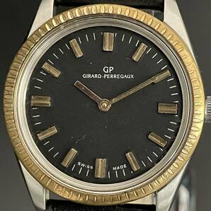 【訳あり】ジラールペルゴ/Girard Perregaux/ラウンド/1980’s/ゴールドカラー/35㎜/黒/ブラック/手巻き/メンズ腕時計/紳士の画像4
