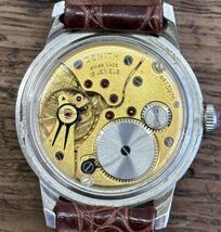 【美品】ゼニス/ZENITH/スポルト/SPORTO/cal.40T/手巻き/33㎜/メンズ腕時計/シルバー/スター/1950’s/アンティーク/動作良好/紳士_画像9