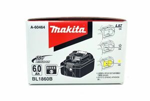 新品【makita/ マキタ 】18V 6.0Ah 純正リチウムイオンバッテリー BL1860B　インボイス領収証発行可