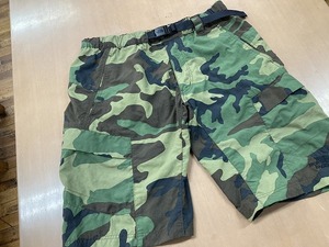 美品　ノースフェイス THE NORTH FACE NB41626 カモフラ柄 ナイロン ハーフパンツ(L)カーキグリーン（M6353）