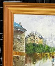 真作 油彩画 油絵 作者不明　風景画　ヨーロッパの街並み　額縁 額装 インテリア _画像2