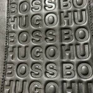 HUGO BOSS ヒューゴボス ブリーフケース ビジネスバッグ オールレザー A4収納可能 エンボス革 レザー ロゴ 金具 ブラック 黒 メンズ 書類の画像2