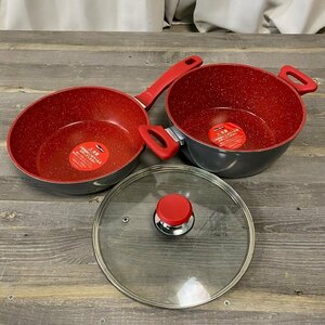 X636 unused flavour Stone fry pan &kya Serow Lupin red gas *IH correspondence 