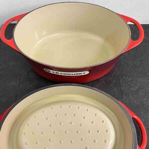 CT5186 LE CREUSET DOUFEU OVAL ル・クルーゼ デュッフ鍋 レッド 30cm 美品の画像4