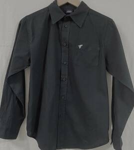 E-215 本場アメカジ輸入古着シャツ Wrangler JEANS 黒 長袖レギュラーカラーシャツ BOYS XL 14-16 (US-FIT) 