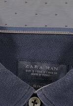 A-1106 本場アメカジ輸入古着シャツ ZARA MAN 紺 長袖ボタンダウンシャツ　S (EUR-FIT) _画像4