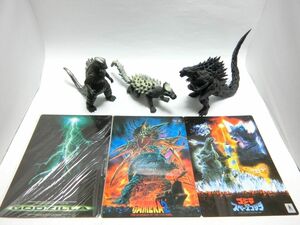 ゴジラ GODZILLA フィギュア 3体セット 2017 / 1980年代？ / アンギラス + おまけ下敷き3種付き／YL240324015