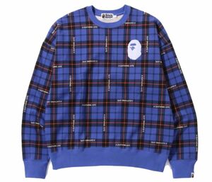 A BATHING APE エイプ チェック柄 ブルー スウェット トレーナー