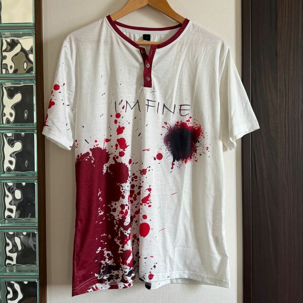 ハロウィンコスプレ【新品】半袖Tシャツボタン付き【I'm Fine】